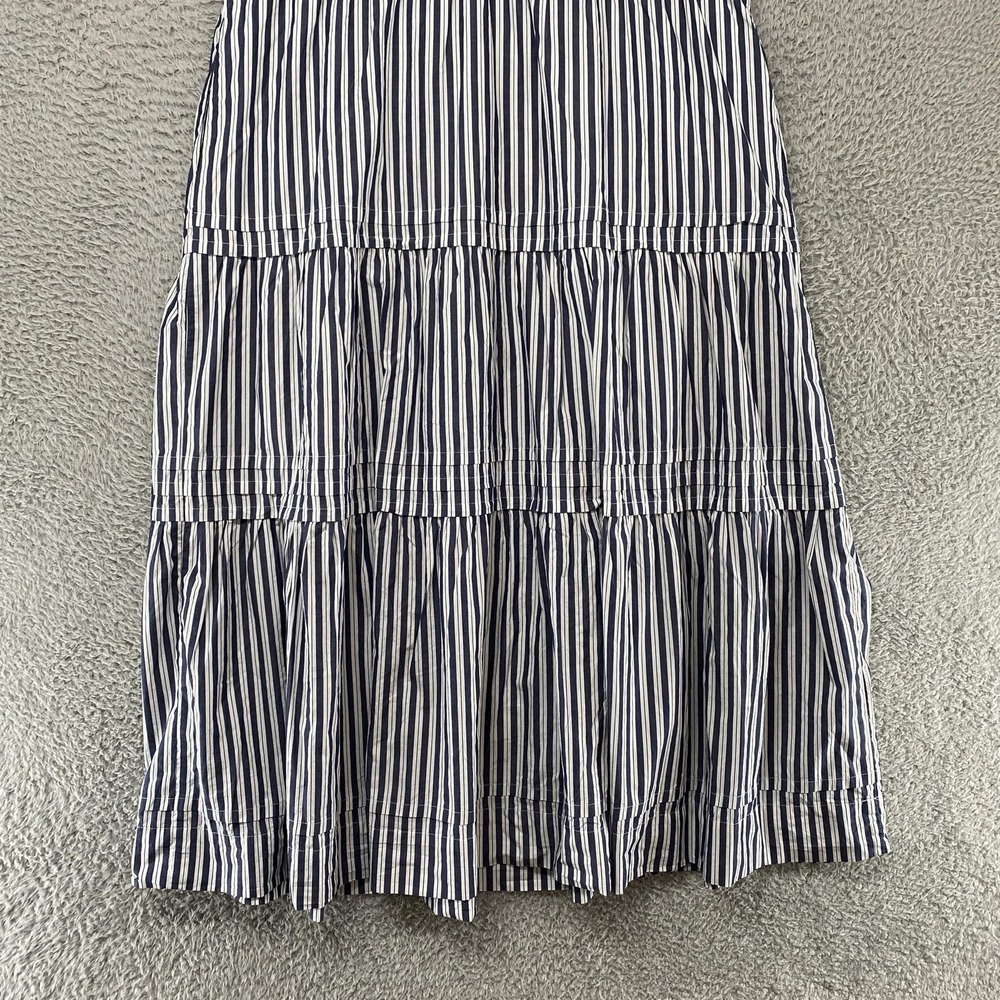 Quince Maxi Dress Womens XL Blue Striped Puff Sleeve Smocked V Neck Tiered - Picture 10 of 13